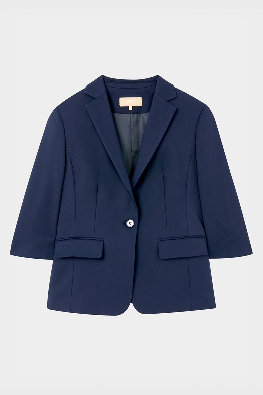 SST&C Navy Square Collar Three-Quarter Sleeve Suit Jacket | 7162403007  (Outlet)_5
