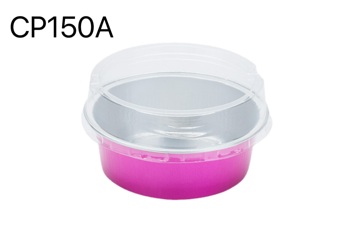 CP150 圓形炫彩鋁箔杯－桃紅圓形（附蓋） 10入_0