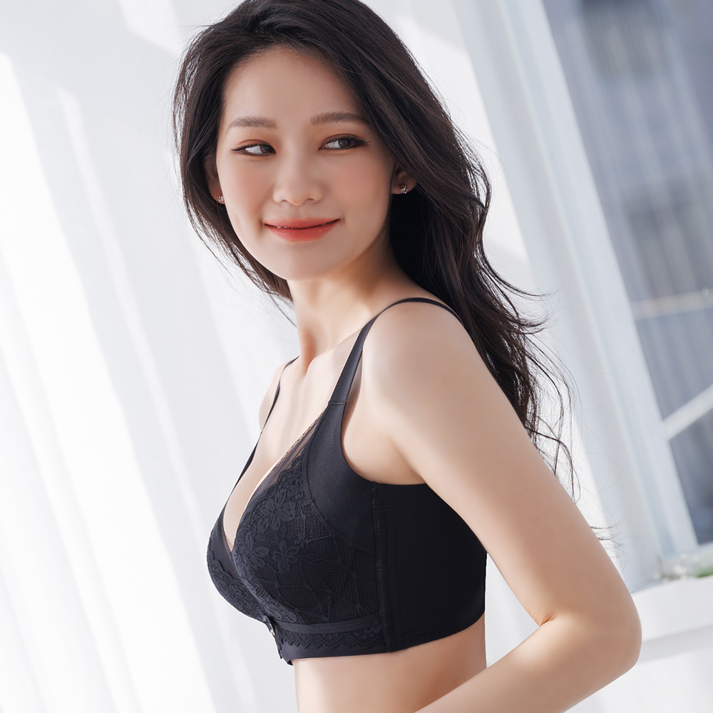 【Dear Aileen】渾圓聚攏蕾絲無鋼圈內衣 M-XL 黑色 A10124_8