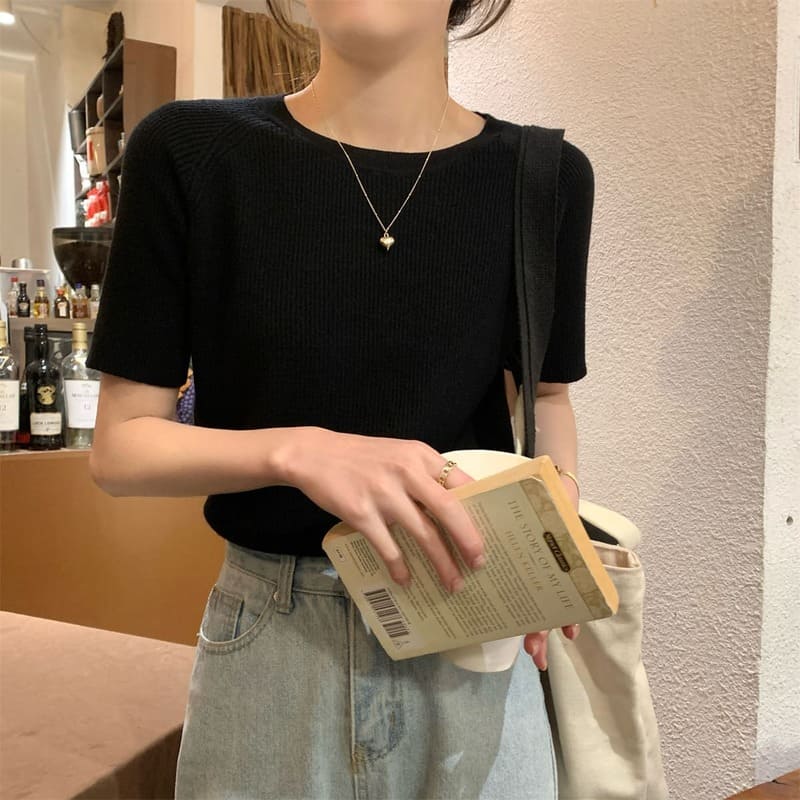 【限時79折】減法基礎短袖針織上衣-61398_1