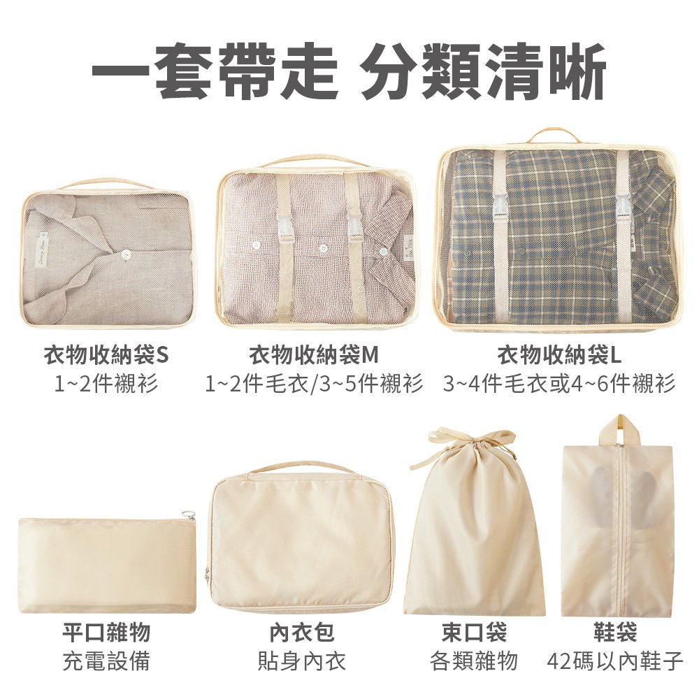 懶角落旅行衣物整理袋套裝-7件組_2