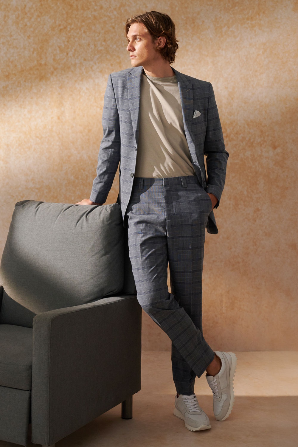 SST&C Gray Check Pattern Slim Fit Suit Trousers | 0212404001  (Outlet)_0