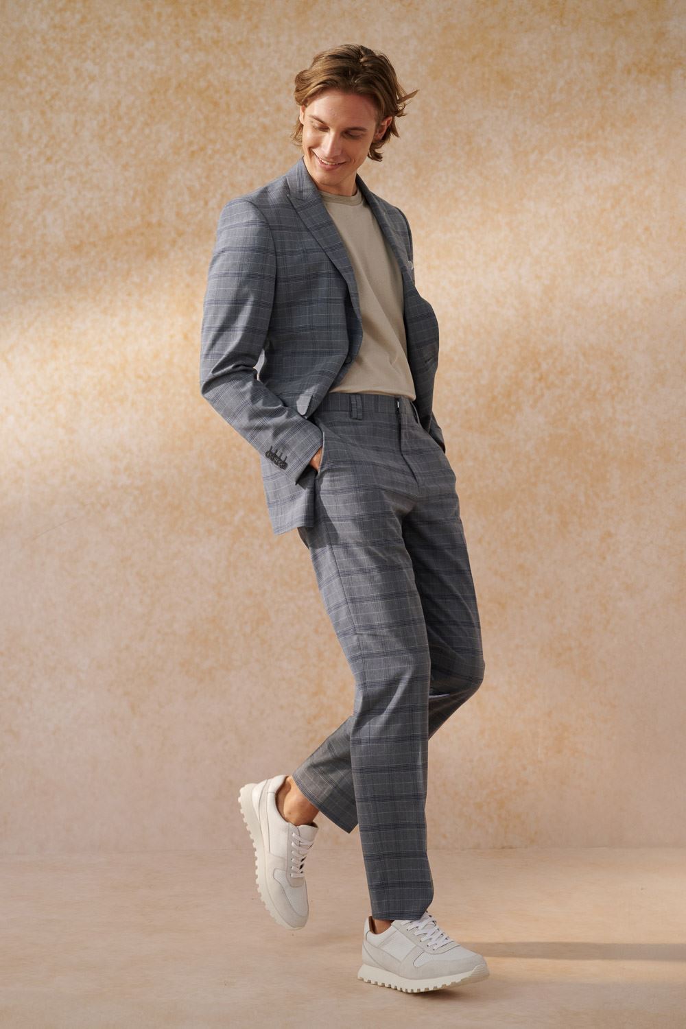 SST&C Gray Check Pattern Slim Fit Suit Trousers | 0212404001  (Outlet)_1