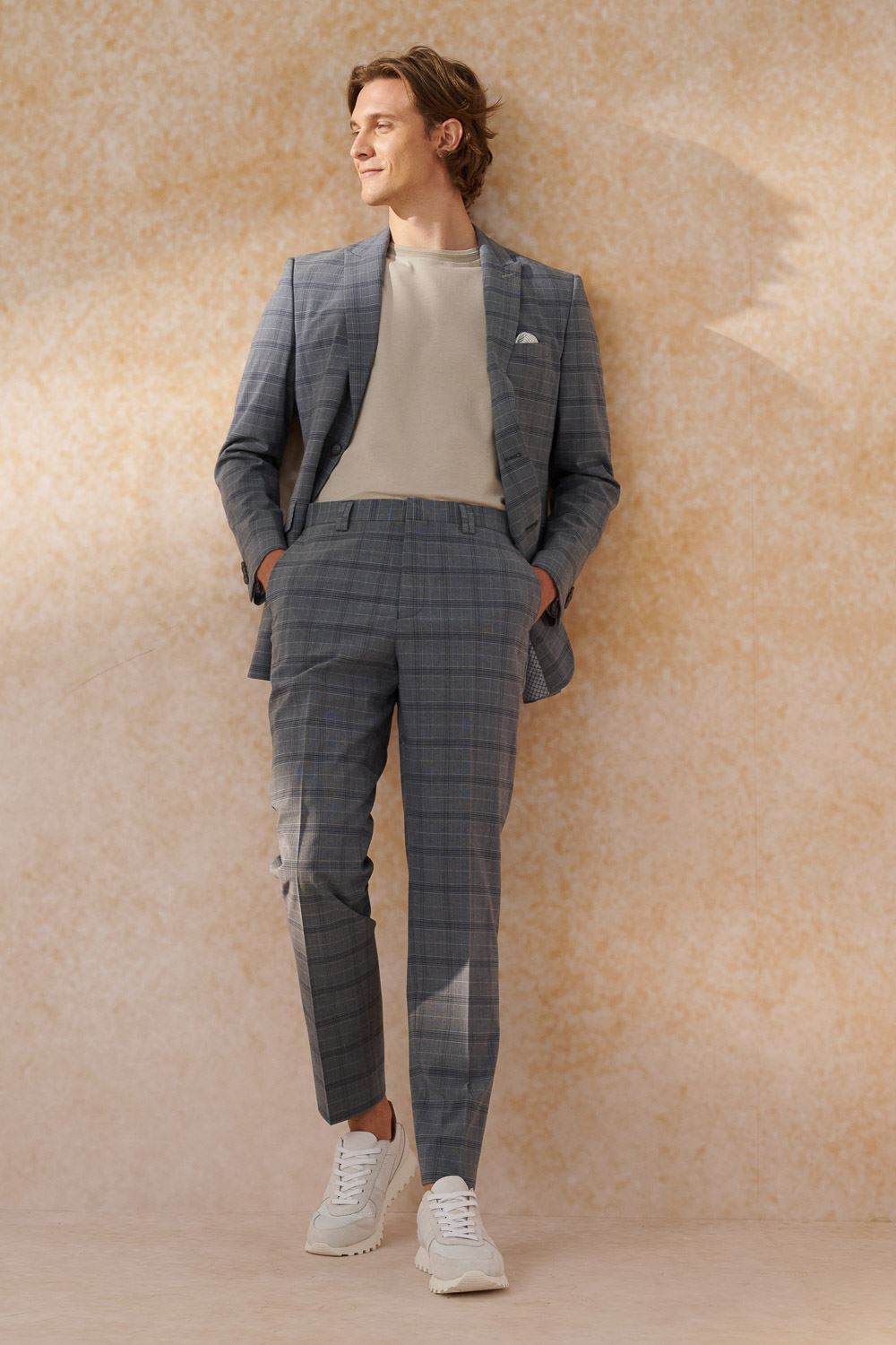 SST&C Gray Check Pattern Slim Fit Suit Trousers | 0212404001  (Outlet)_2