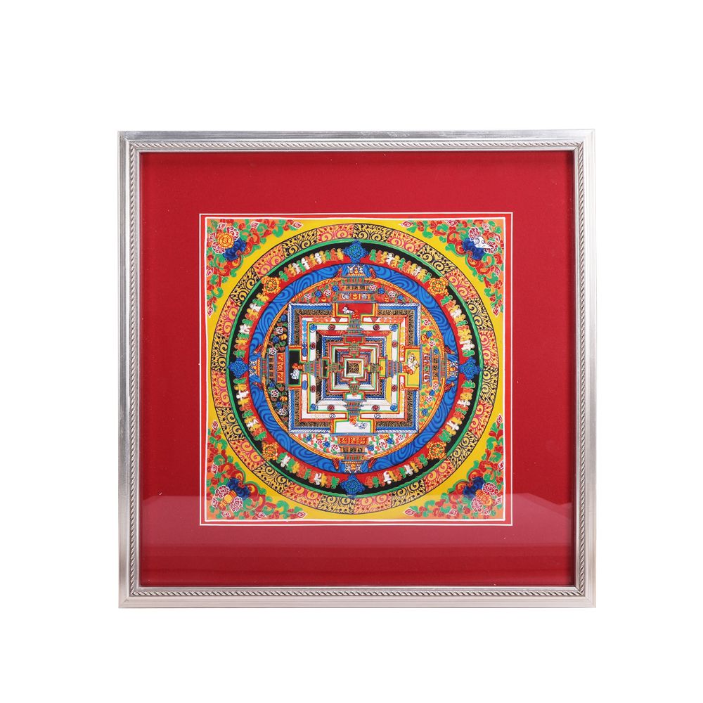 唐卡掛畫-吉祥壇城六字真言時輪金剛《紅》