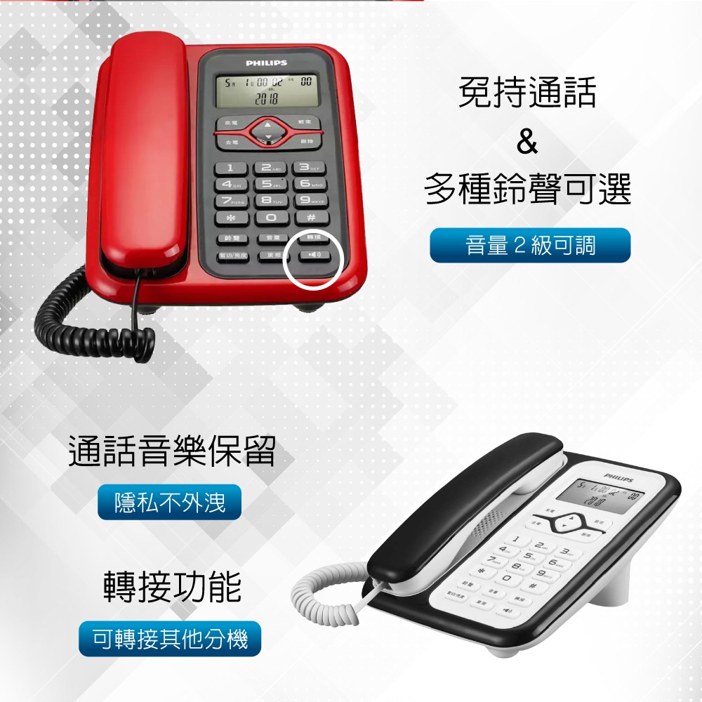 Philips CORD020 中文來電顯示有線電話 功能圖 3