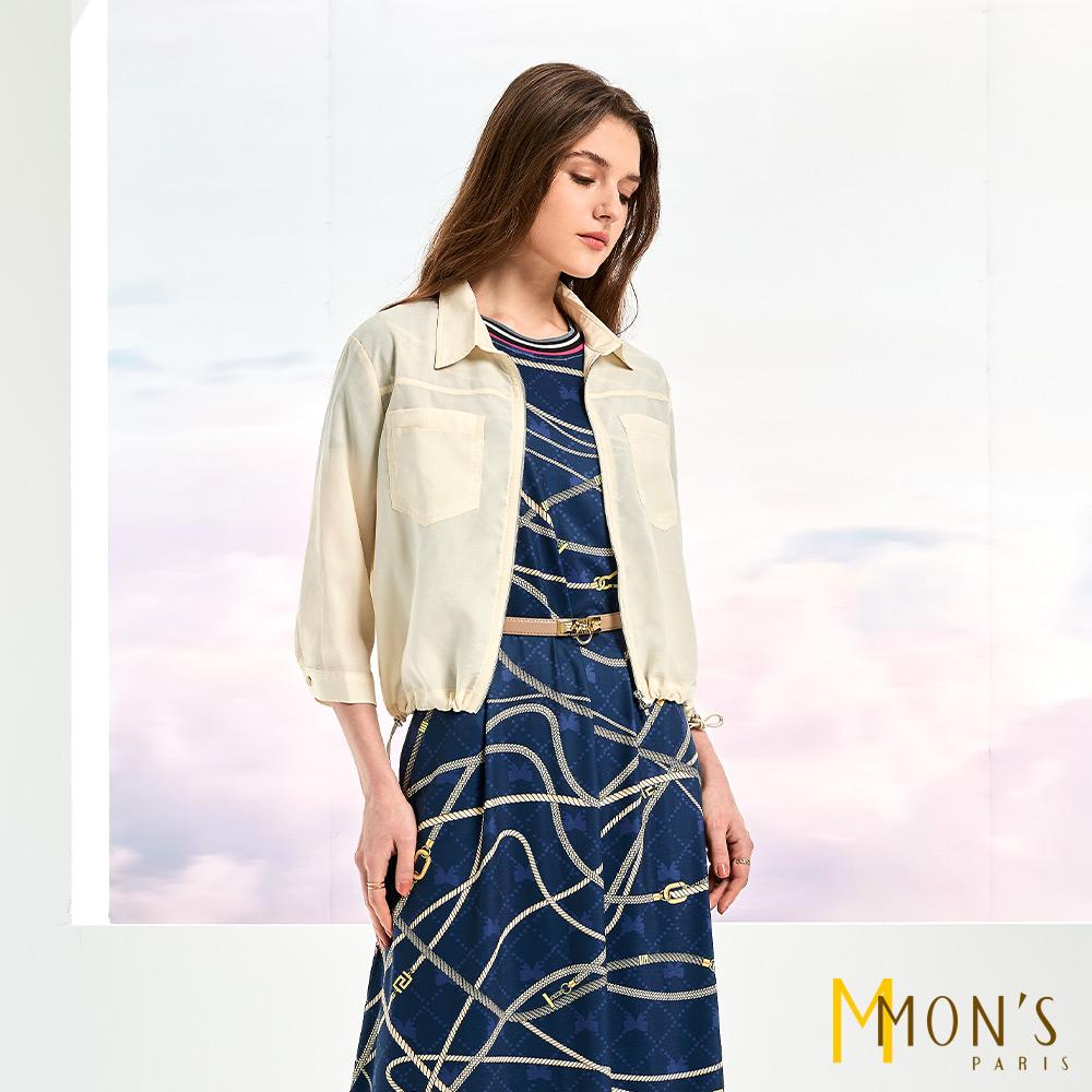 下擺抽繩雙頭拉鍊短外套_杏【MON'S 流行服飾】_3