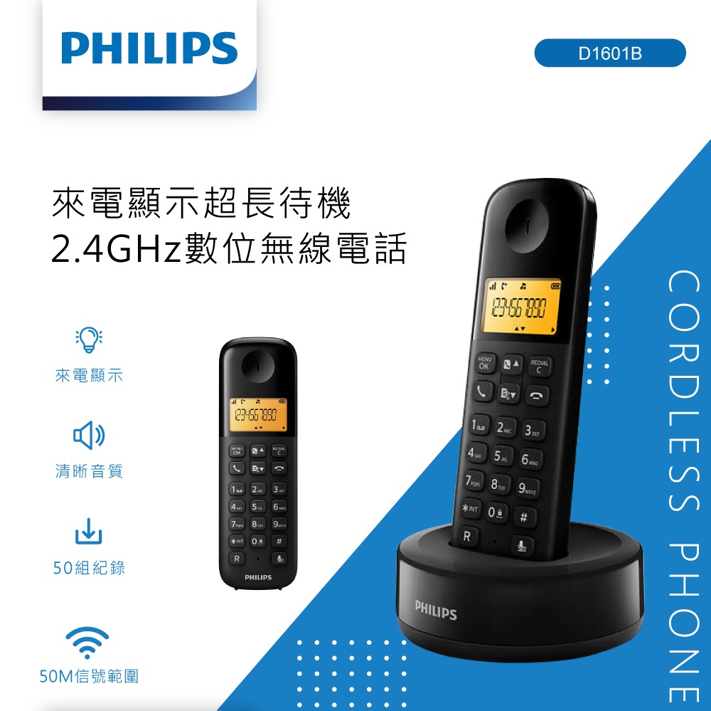Philips D1601B 數位無線電話 功能圖 1