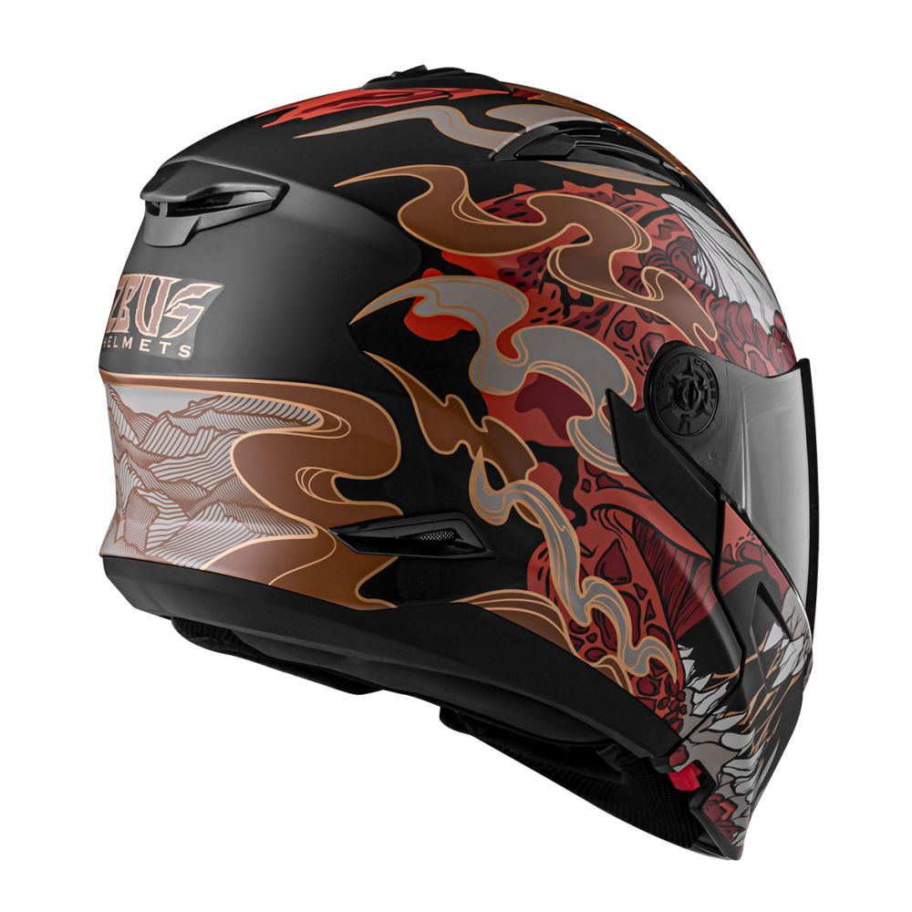 可全罩可半罩】ZEUS ZS-613H AJ48 獸消光黑紅複合式安全帽(內藏墨鏡