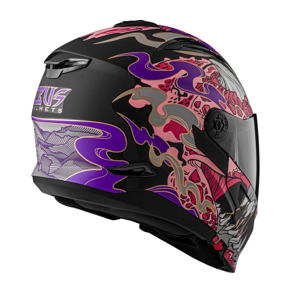 可全罩可半罩】ZEUS ZS-613H AJ48 獸消光黑紫複合式安全帽(內藏墨鏡