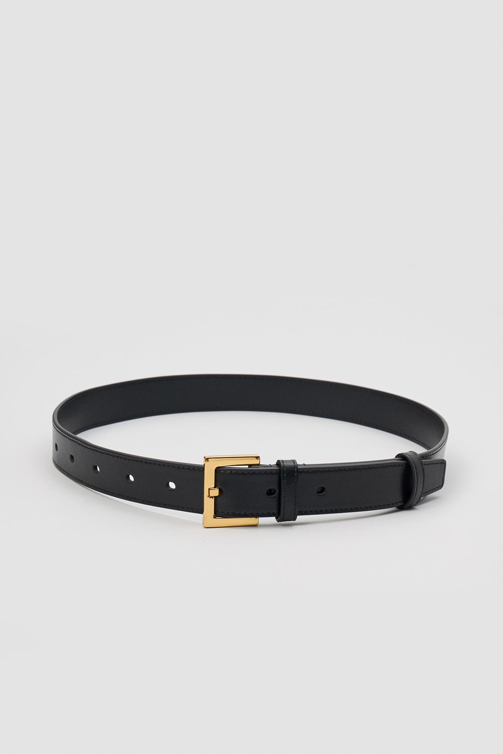SST&C Black Square Gold Buckle Belt | 9162405002_0