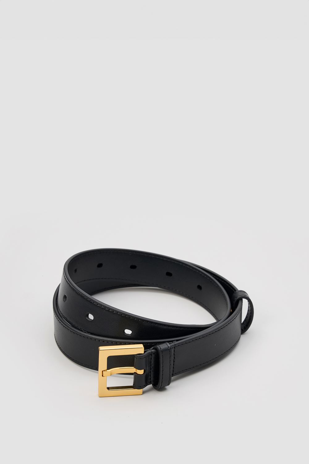 SST&C Black Square Gold Buckle Belt | 9162405002_1