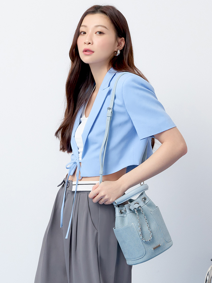 ■S'AIME■デニムステッチチェーンバケットバッグ/送料込 S'AIME 牛仔拼接鍊條水桶包｜ S'AIME東京企劃