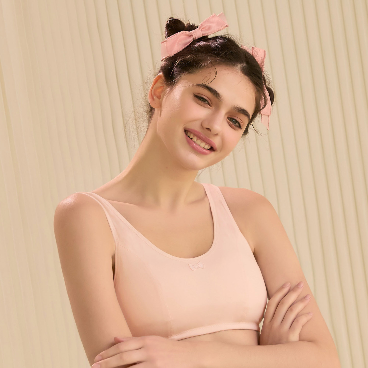 [Audrey Junior]涼℃美國棉第一階學生型寬版背心式胸衣-甜心粉_1