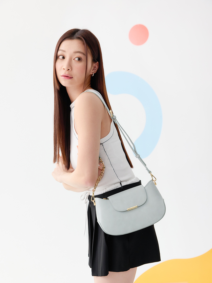 ■S'AIME■皮穿錬掀蓋流浪方包(M) ホーボーバッグ/送料込 S'AIME 皮穿鍊掀蓋流浪方包(M)｜ S'AIME東京企劃